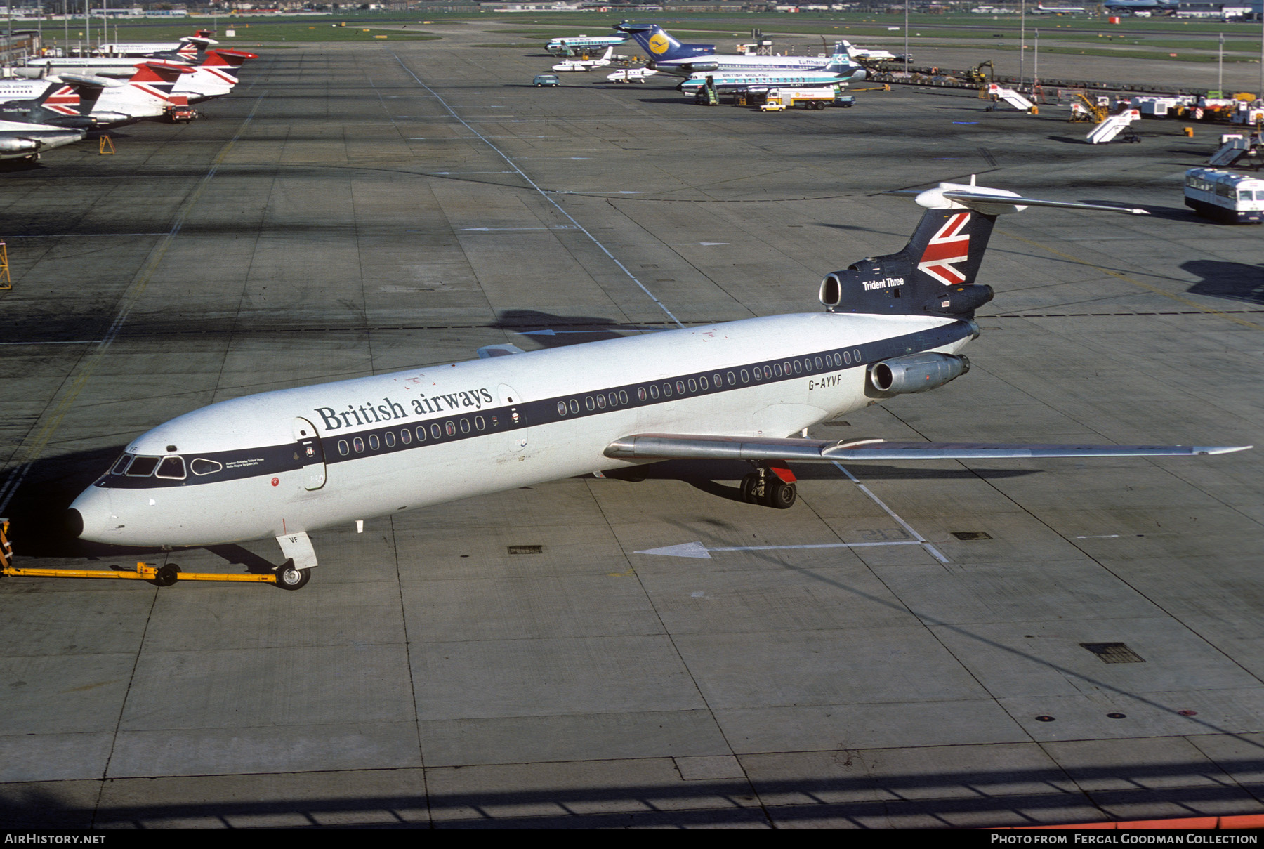 Aircraft Photo of G-AYVF | Hawker Siddeley HS-121 Trident 3B | British Airways | AirHistory.net #504884