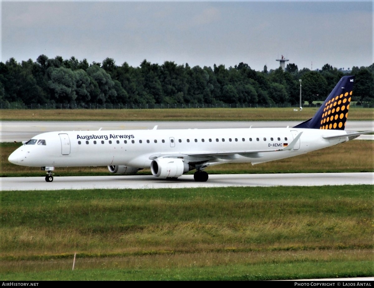 Aircraft Photo of D-AEMC | Embraer 195LR (ERJ-190-200LR) | Augsburg Airways | AirHistory.net #505107