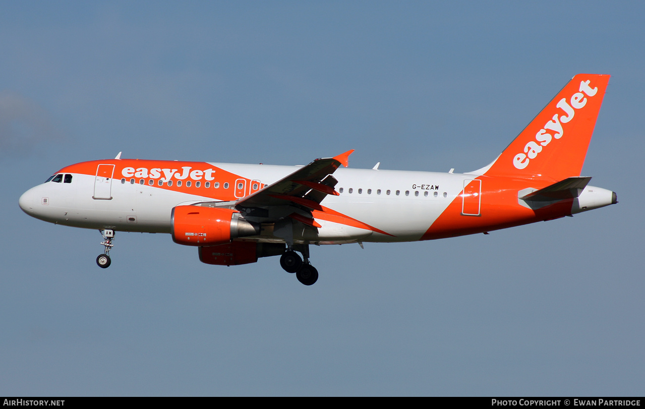 Aircraft Photo of G-EZAW | Airbus A319-111 | EasyJet | AirHistory.net #505687