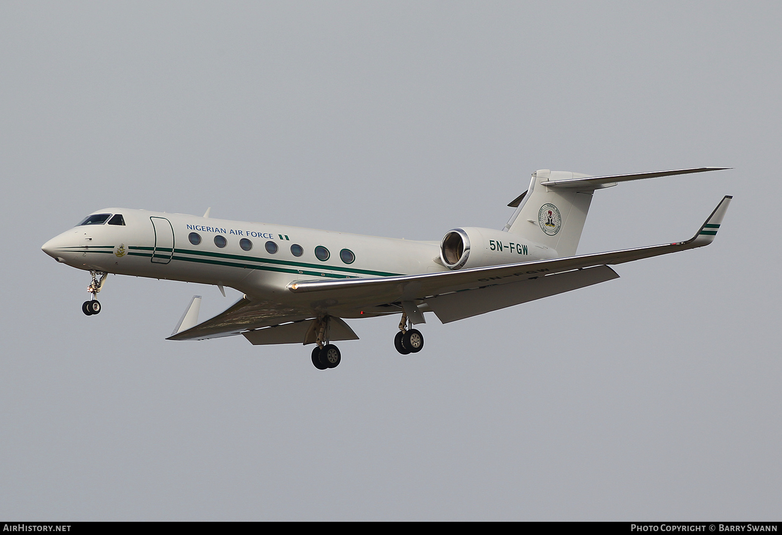 Aircraft Photo of 5N-FGW | Gulfstream Aerospace G-V-SP Gulfstream G550 | Nigeria - Air Force | AirHistory.net #506131