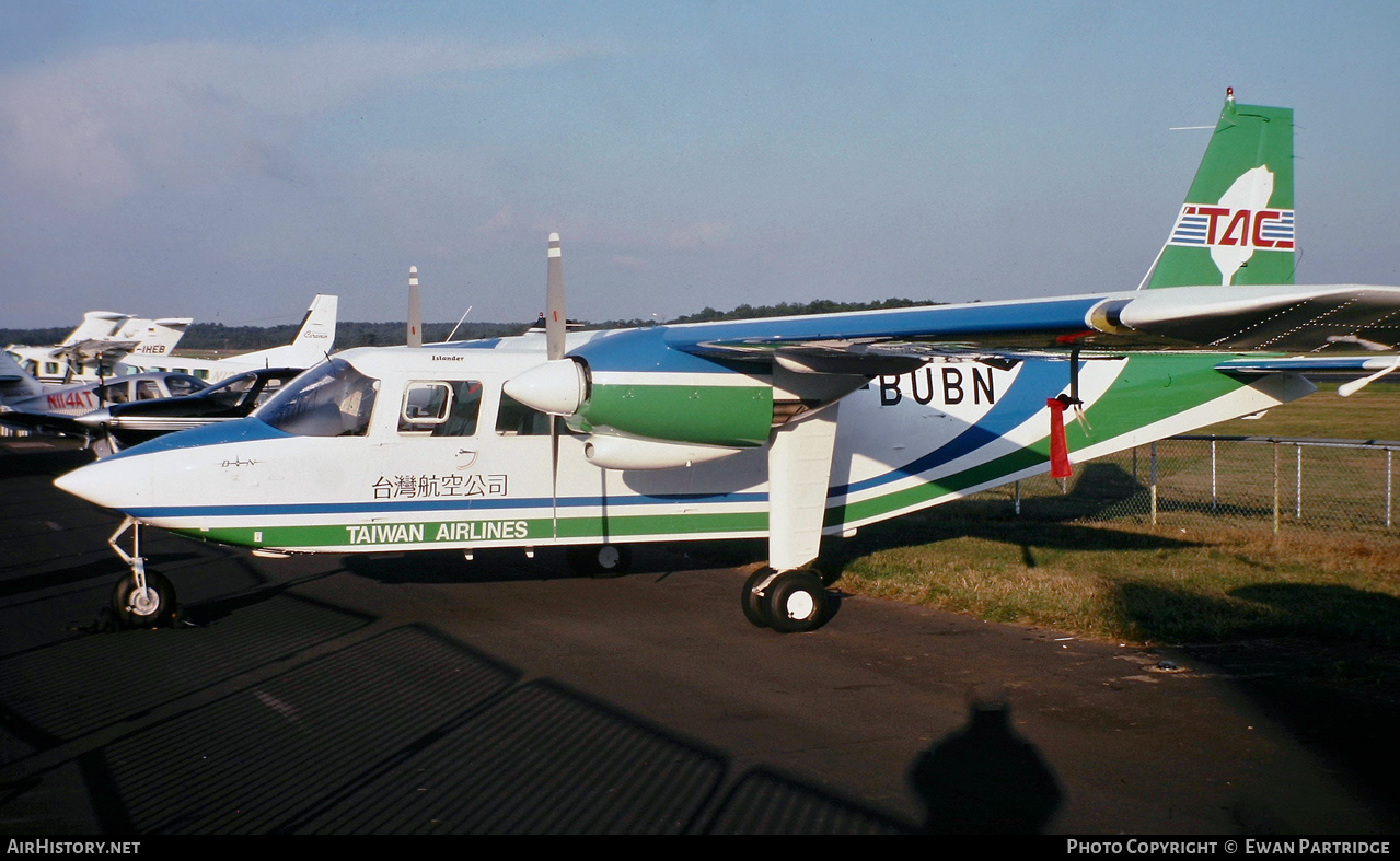 Aircraft Photo of G-BUBN | Pilatus Britten-Norman BN-2B-26 Islander | Taiwan Airlines | AirHistory.net #506203