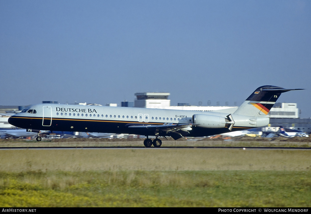 Aircraft Photo of D-ADFA | Fokker 100 (F28-0100) | Deutsche BA | AirHistory.net #506551