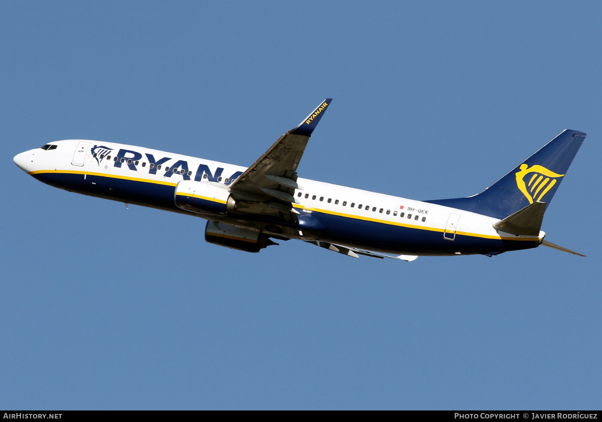 Aircraft Photo of 9H-QEK | Boeing 737-800 | Ryanair | AirHistory.net #506878