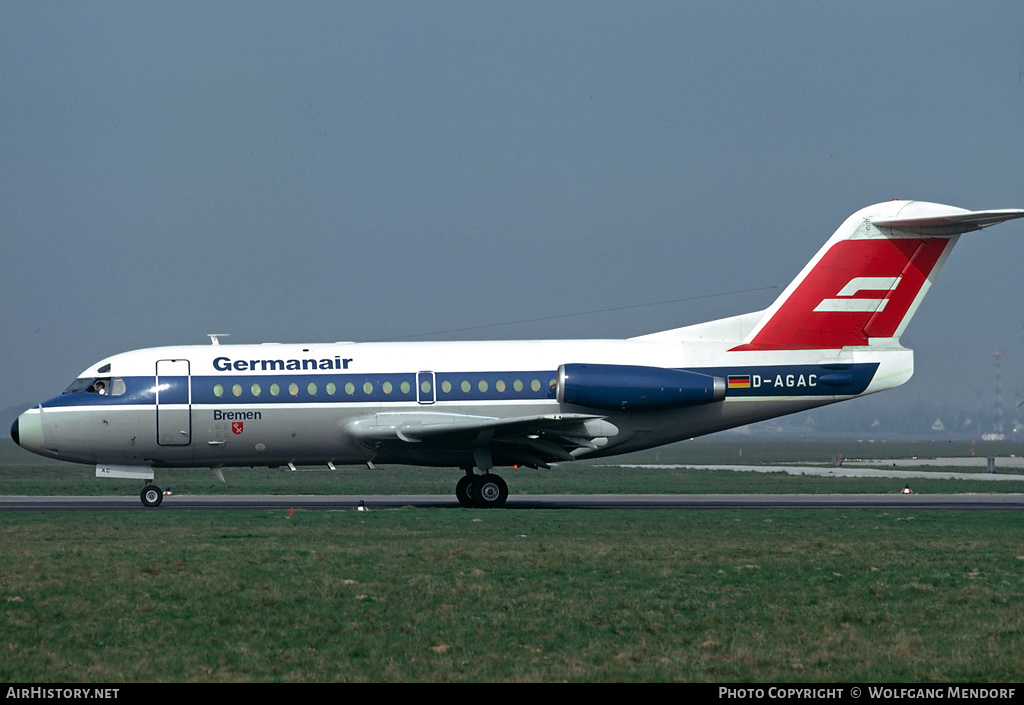 Aircraft Photo of D-AGAC | Fokker F28-1000 Fellowship | Germanair | AirHistory.net #507299