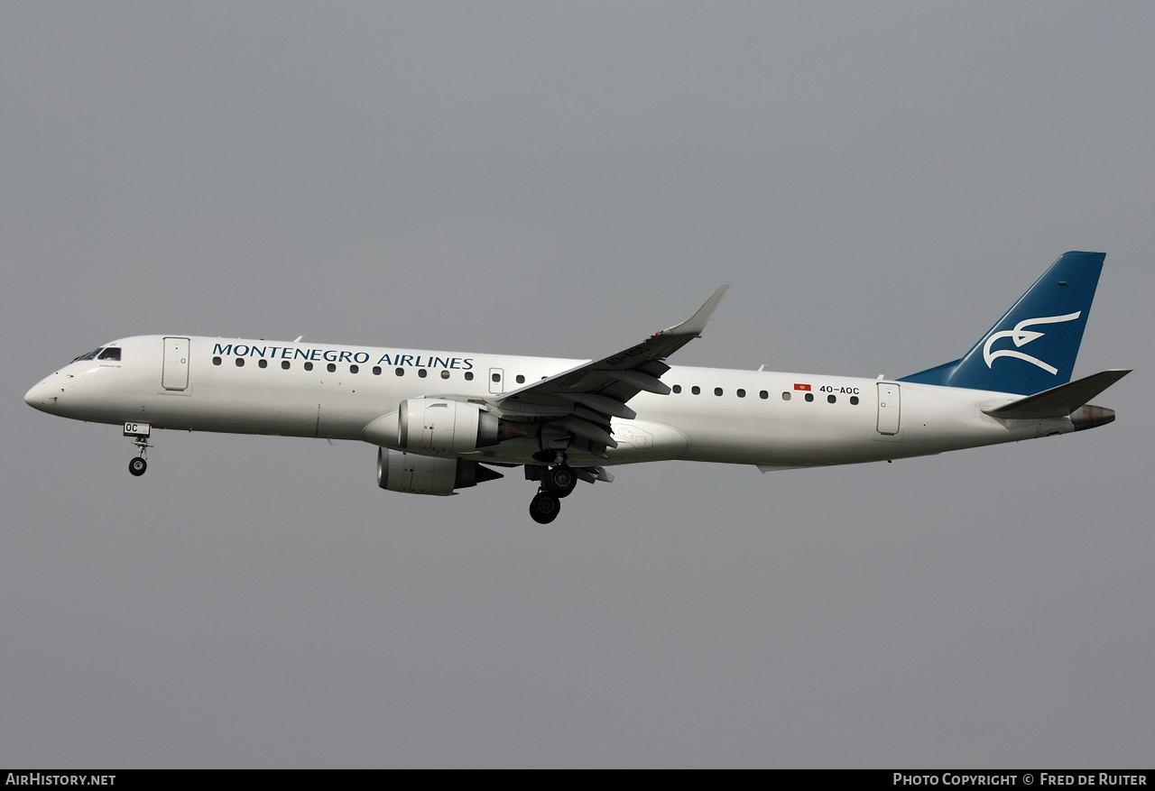Aircraft Photo of 4O-AOC | Embraer 195LR (ERJ-190-200LR) | Montenegro Airlines | AirHistory.net #507486