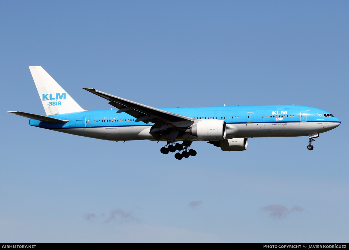 Aircraft Photo of PH-BQF | Boeing 777-206/ER | KLM Asia | AirHistory.net #508327