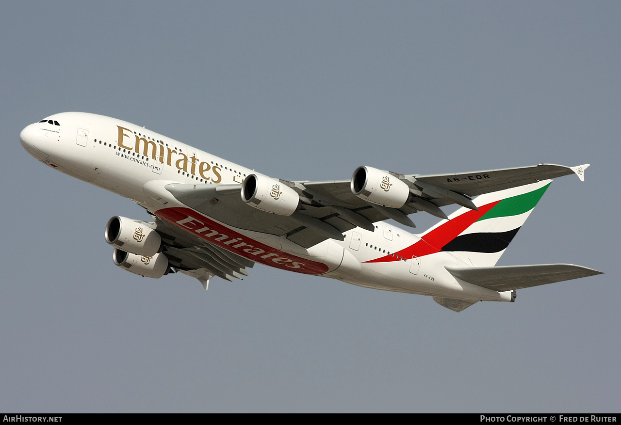 Aircraft Photo of A6-EDR | Airbus A380-861 | Emirates | AirHistory.net #509901