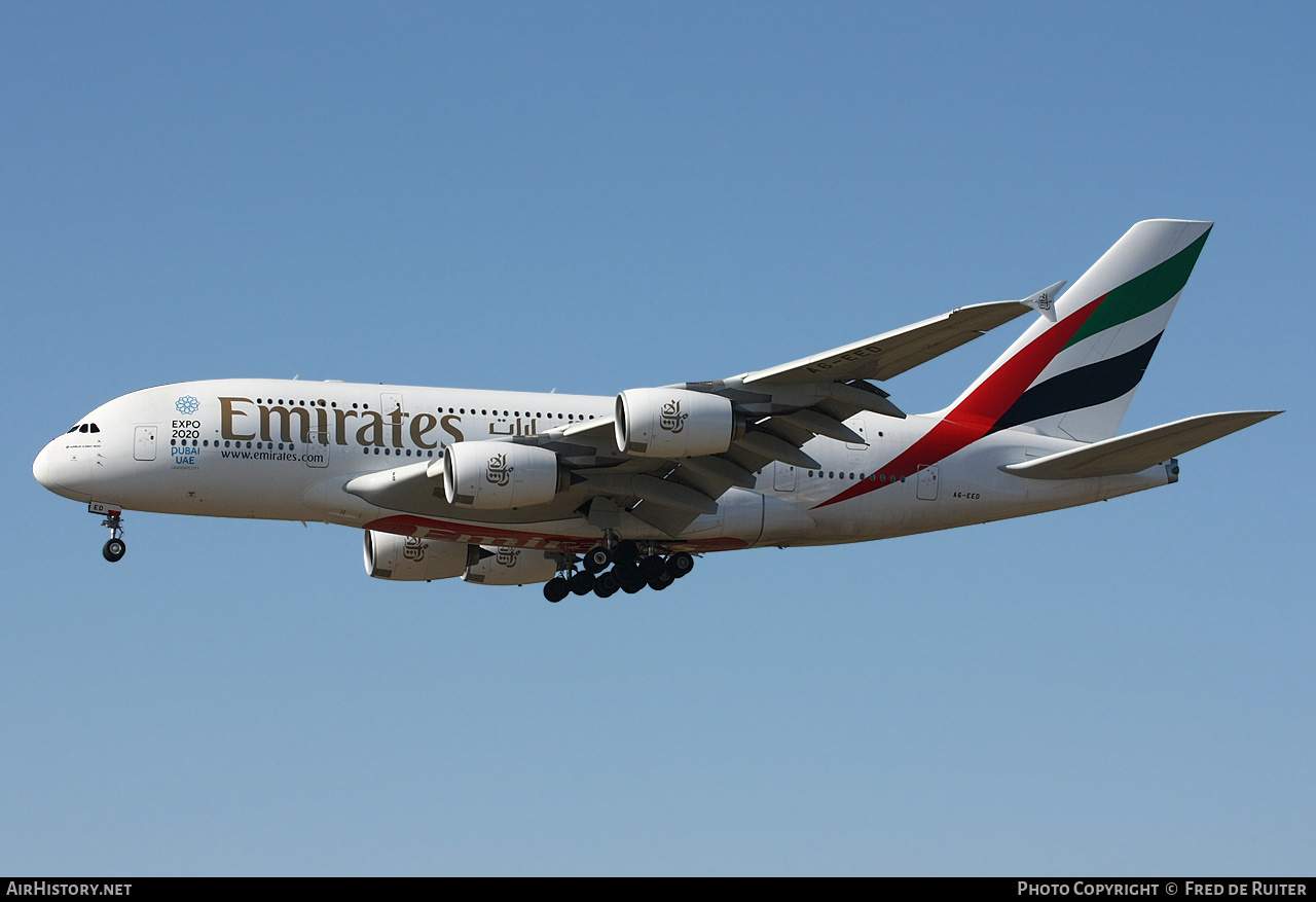 Aircraft Photo of A6-EED | Airbus A380-861 | Emirates | AirHistory.net #510031