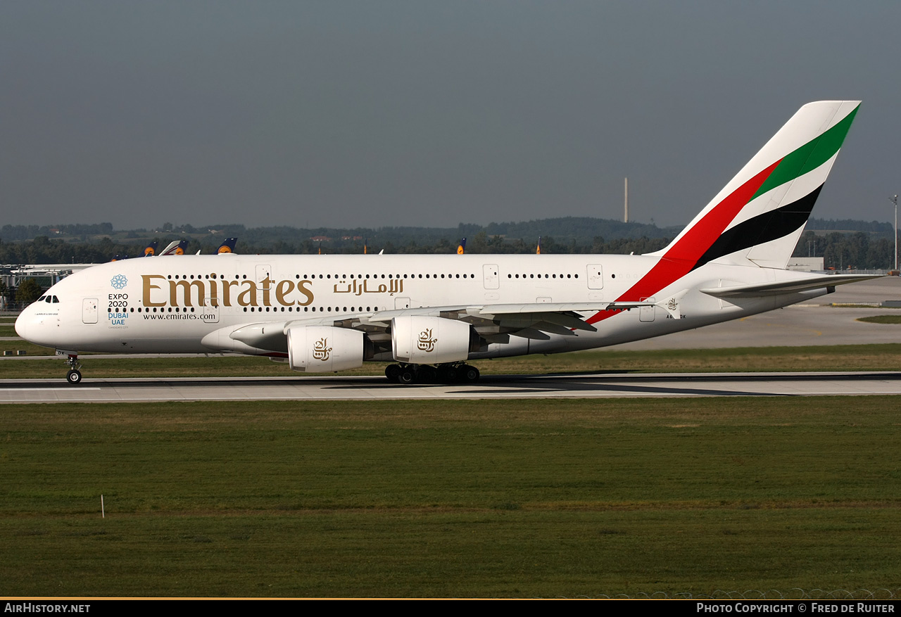 Aircraft Photo of A6-EDK | Airbus A380-861 | Emirates | AirHistory.net #510061
