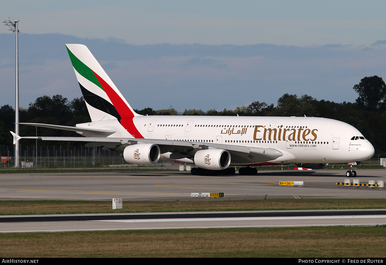 Aircraft Photo of A6-EOT | Airbus A380-861 | Emirates | AirHistory.net #510138