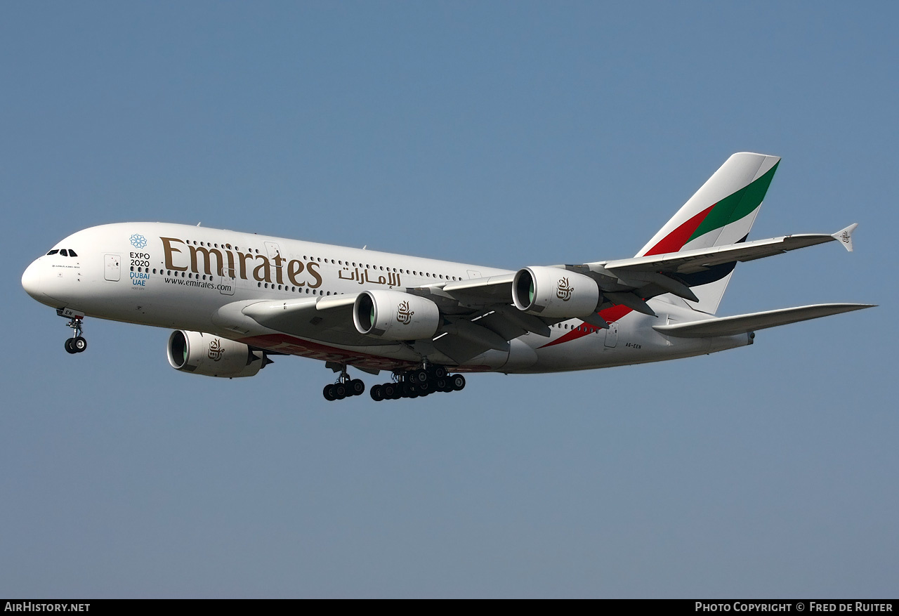 Aircraft Photo of A6-EEN | Airbus A380-861 | Emirates | AirHistory.net #510140