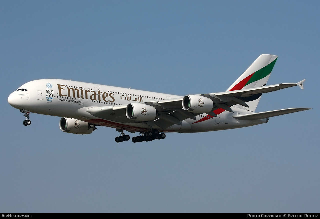 Aircraft Photo of A6-EEN | Airbus A380-861 | Emirates | AirHistory.net #510140