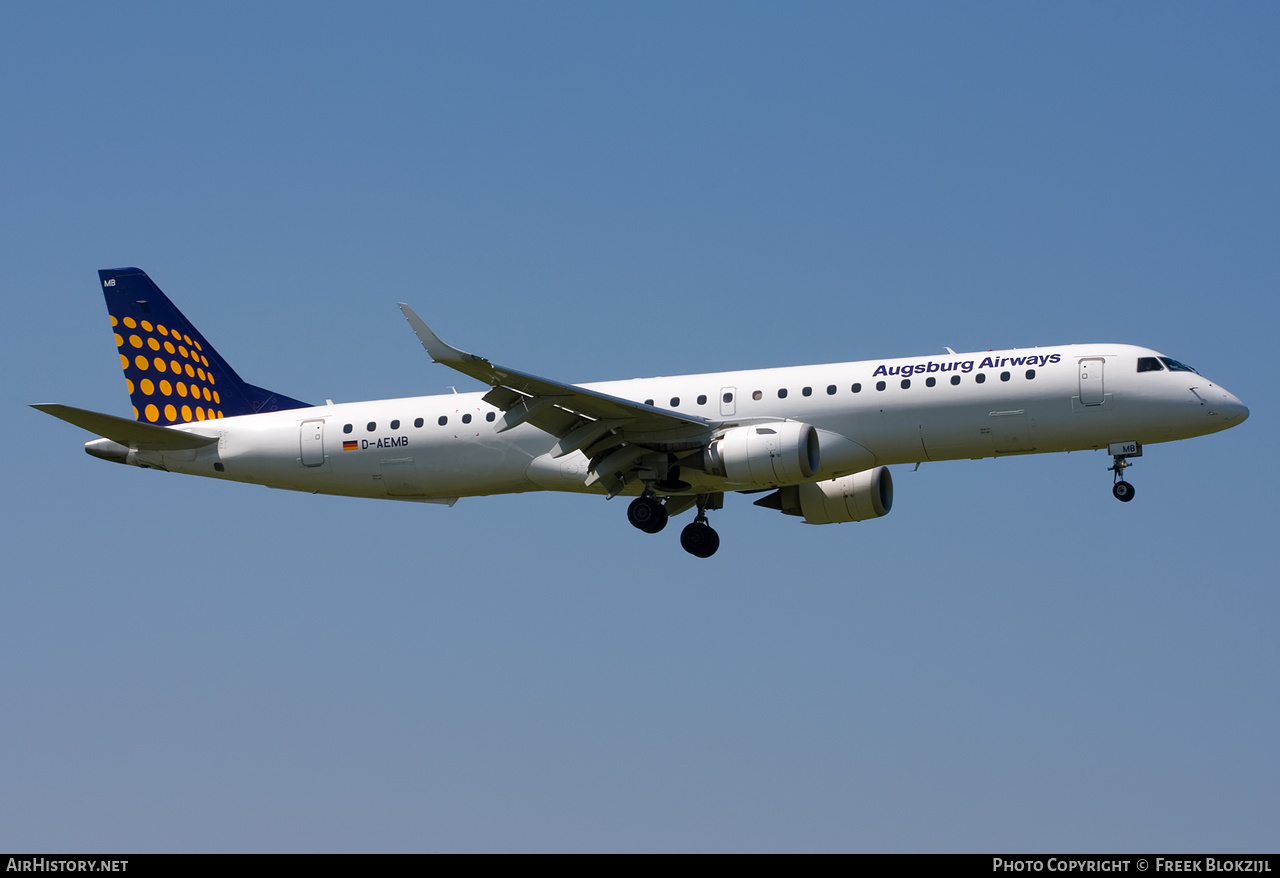 Aircraft Photo of D-AEMB | Embraer 195LR (ERJ-190-200LR) | Augsburg Airways | AirHistory.net #510456