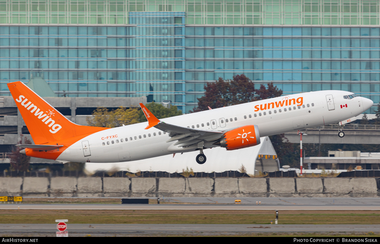 Aircraft Photo of C-FYXC | Boeing 737-8 Max 8 | Sunwing Airlines | AirHistory.net #510745