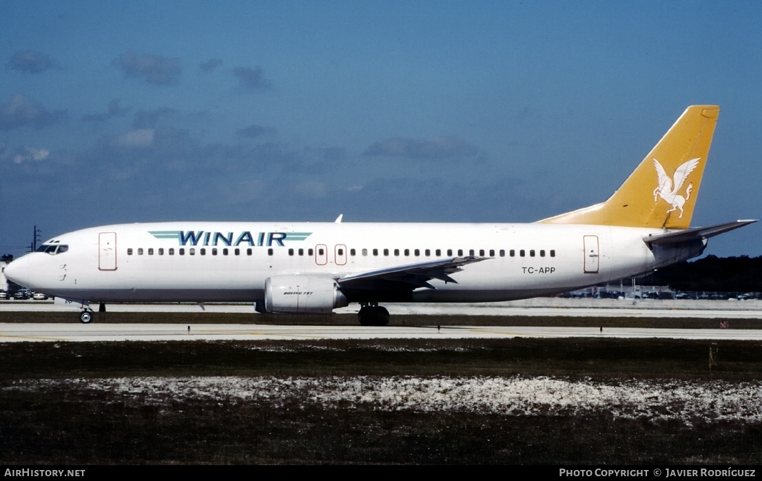 Aircraft Photo of TC-APP | Boeing 737-4Q8 | WinAir | AirHistory.net #511878