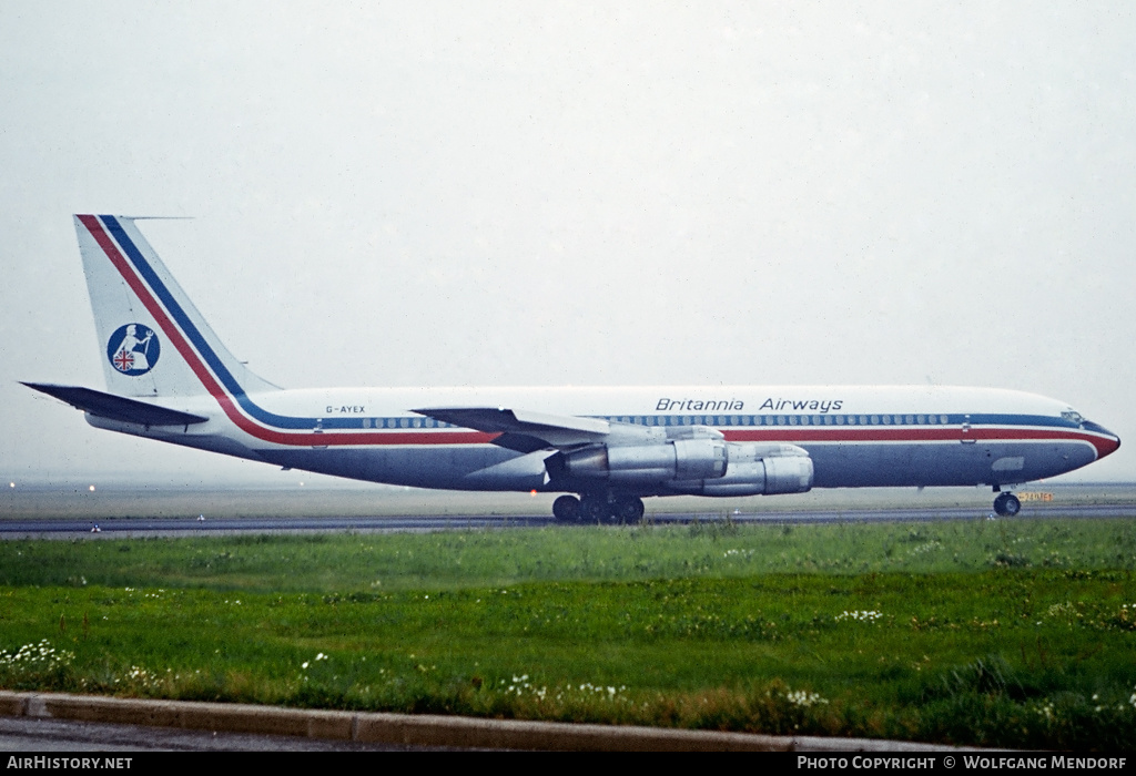 Aircraft Photo of G-AYEX | Boeing 707-355C | Britannia Airways | AirHistory.net #513724