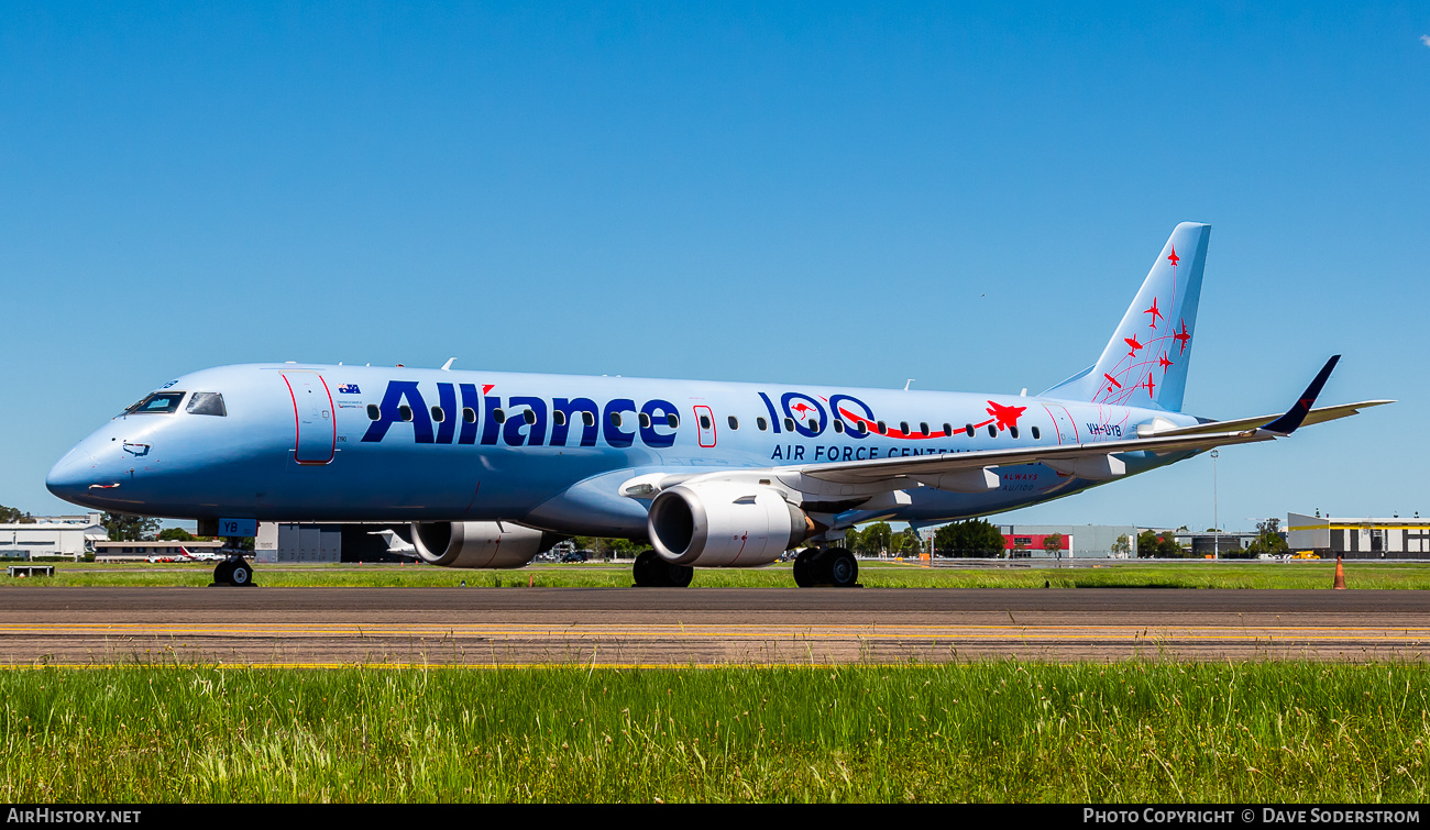 Aircraft Photo of VH-UYB | Embraer 190AR (ERJ-190-100IGW) | Alliance Airlines | AirHistory.net #513820