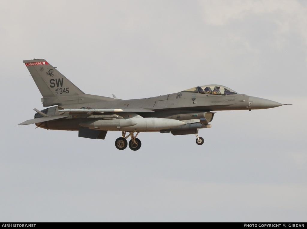 Aircraft Photo of 91-0345 / AF91-345 | General Dynamics F-16C Fighting Falcon | USA - Air Force | AirHistory.net #515114