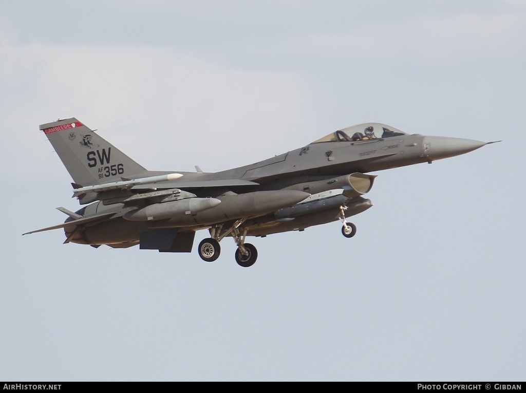 Aircraft Photo of 91-0356 / AF91-356 | General Dynamics F-16C Fighting Falcon | USA - Air Force | AirHistory.net #515123