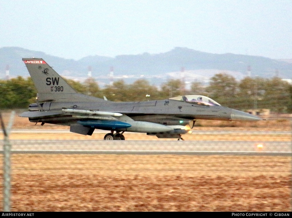 Aircraft Photo of 91-0380 / AF91-380 | General Dynamics F-16C Fighting Falcon | USA - Air Force | AirHistory.net #515125
