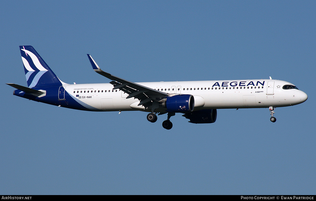 Aircraft Photo of SX-NAK | Airbus A321-271NX | Aegean Airlines | AirHistory.net #515225