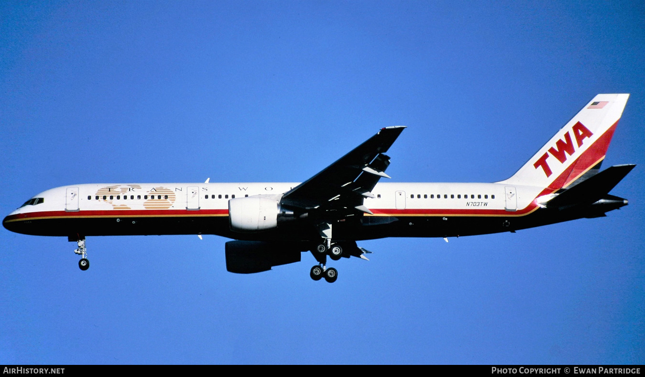 Aircraft Photo of N703TW | Boeing 757-2Q8 | Trans World Airlines - TWA | AirHistory.net #515546