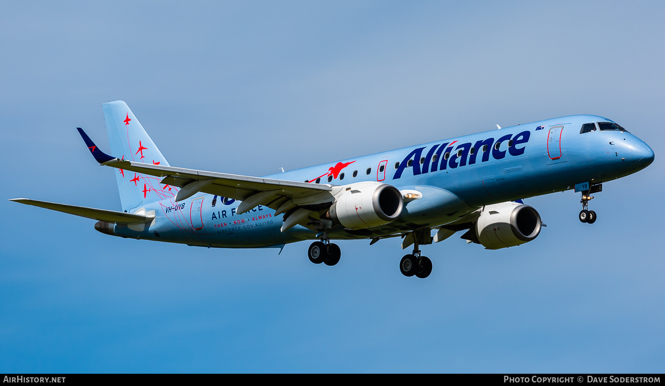 Aircraft Photo of VH-UYB | Embraer 190AR (ERJ-190-100IGW) | Alliance Airlines | AirHistory.net #515655