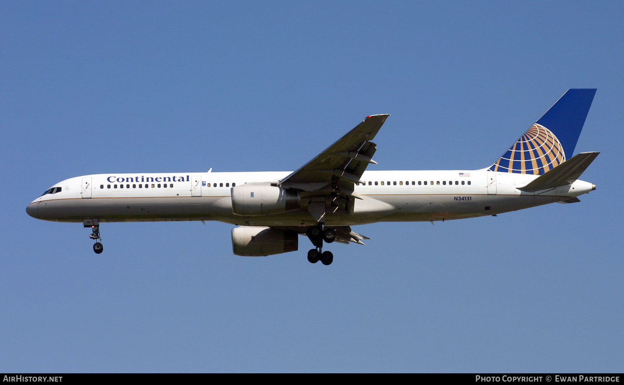 Aircraft Photo of N34131 | Boeing 757-224 | Continental Airlines | AirHistory.net #516179