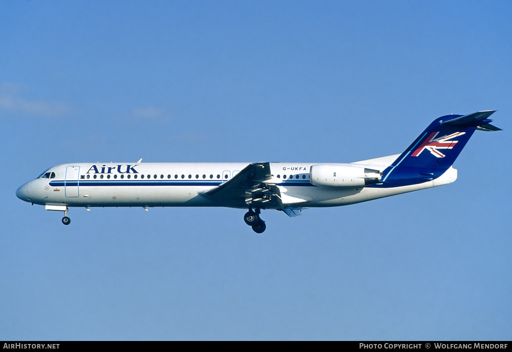 Aircraft Photo of G-UKFA | Fokker 100 (F28-0100) | Air UK | AirHistory.net #516327