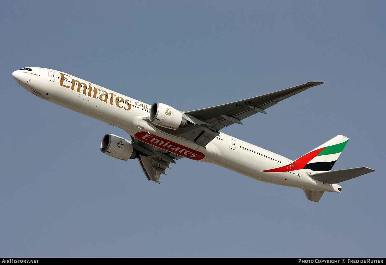 Aircraft Photo of A6-EBS | Boeing 777-31H/ER | Emirates | AirHistory.net #516547