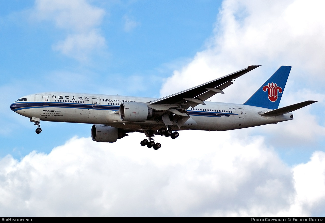 Aircraft Photo of B-2058 | Boeing 777-21B/ER | China Southern Airlines | AirHistory.net #516996