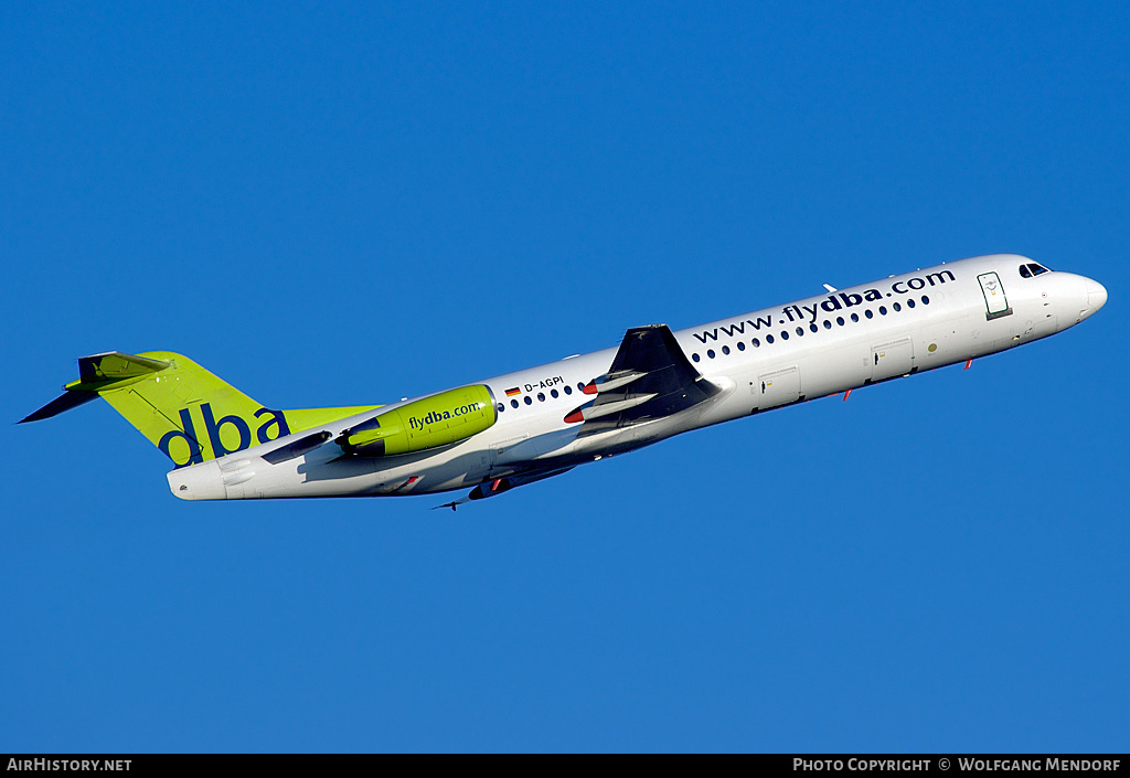 Aircraft Photo of D-AGPI | Fokker 100 (F28-0100) | DBA - Deutsche BA | AirHistory.net #517338