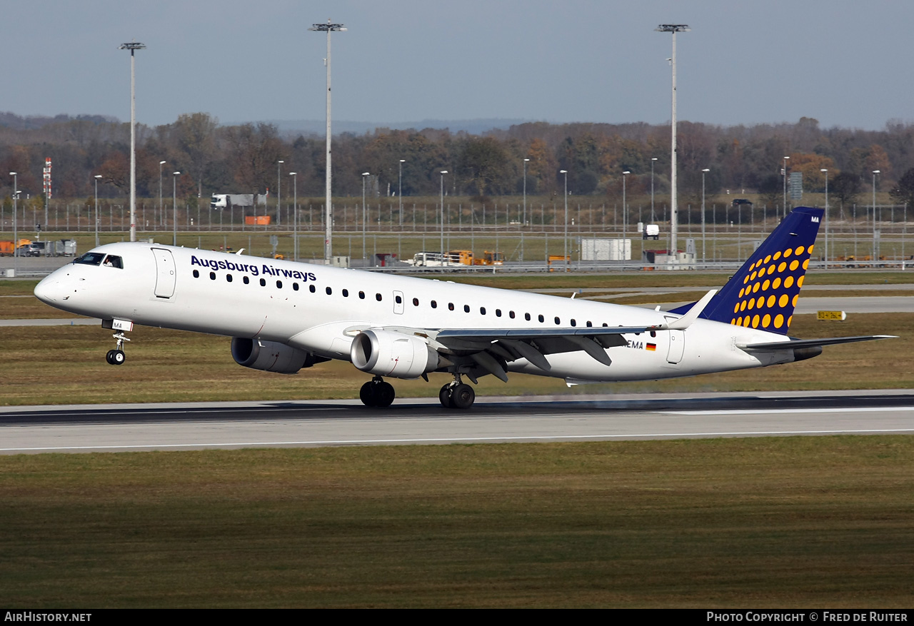 Aircraft Photo of D-AEMA | Embraer 195LR (ERJ-190-200LR) | Augsburg Airways | AirHistory.net #517635
