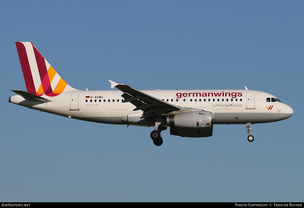 Aircraft Photo of D-AGWZ | Airbus A319-132 | Germanwings | AirHistory.net #517653