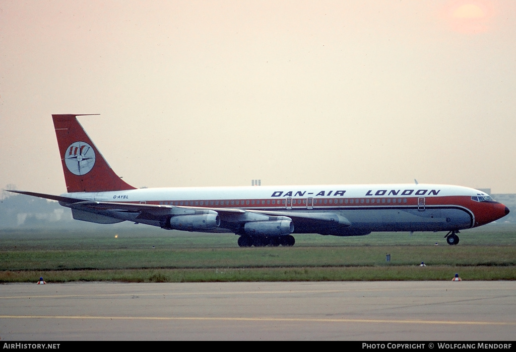 Aircraft Photo of G-AYSL | Boeing 707-321 | Dan-Air London | AirHistory.net #517678