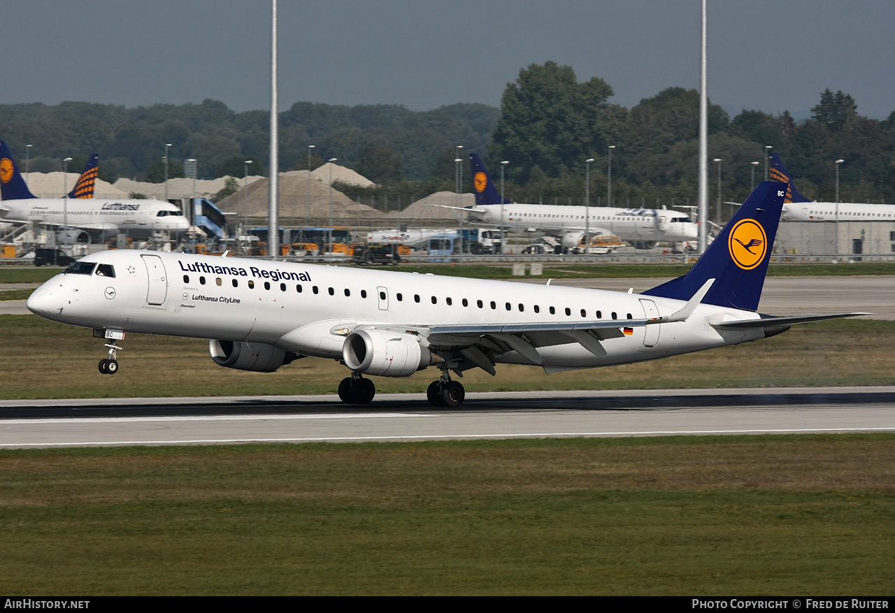 Aircraft Photo of D-AEBC | Embraer 195LR (ERJ-190-200LR) | Lufthansa Regional | AirHistory.net #517874