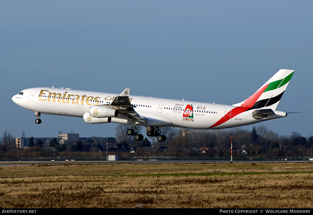 Aircraft Photo of A6-ERQ | Airbus A340-313 | Emirates | AirHistory.net #518368