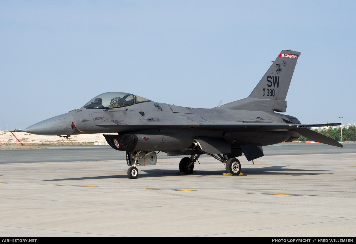 Aircraft Photo of 91-0380 / AF91-380 | General Dynamics F-16C Fighting Falcon | USA - Air Force | AirHistory.net #520341