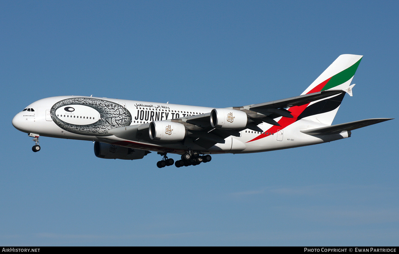 Aircraft Photo of A6-EEI | Airbus A380-861 | Emirates | AirHistory.net #520522