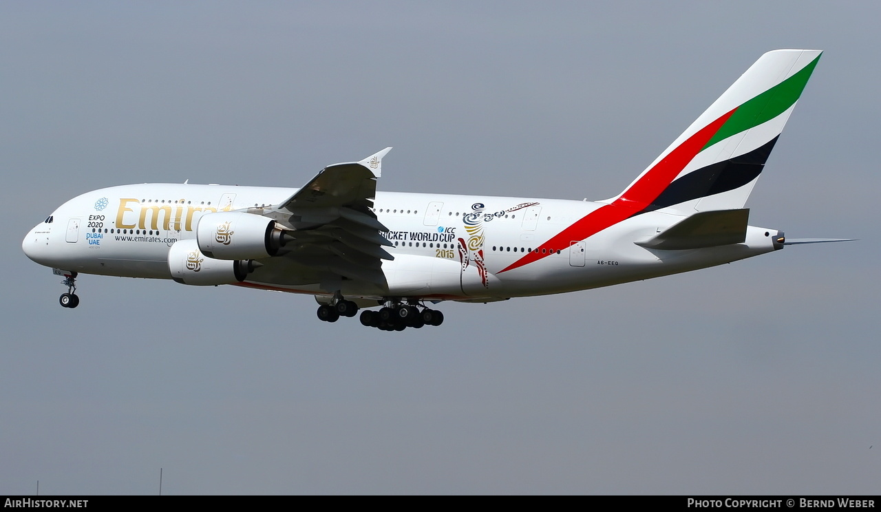 Aircraft Photo of A6-EEQ | Airbus A380-861 | Emirates | AirHistory.net #520848