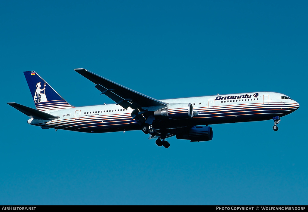 Aircraft Photo of D-AGYF | Boeing 767-304/ER | Britannia Airways | AirHistory.net #521039