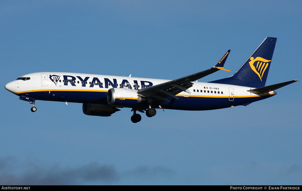 Aircraft Photo of EI-HAX | Boeing 737-8200 Max 200 | Ryanair | AirHistory.net #521601