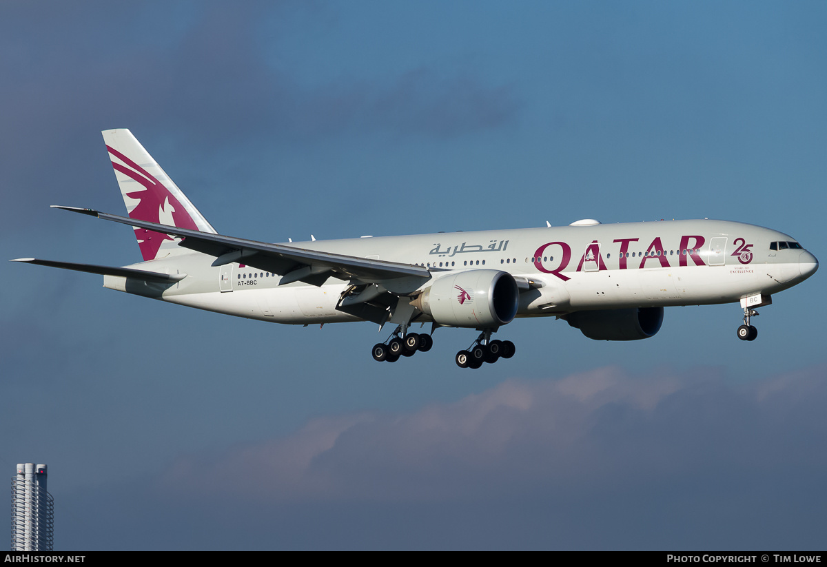 Aircraft Photo of A7-BBC | Boeing 777-2DZ/LR | Qatar Airways | AirHistory.net #521908