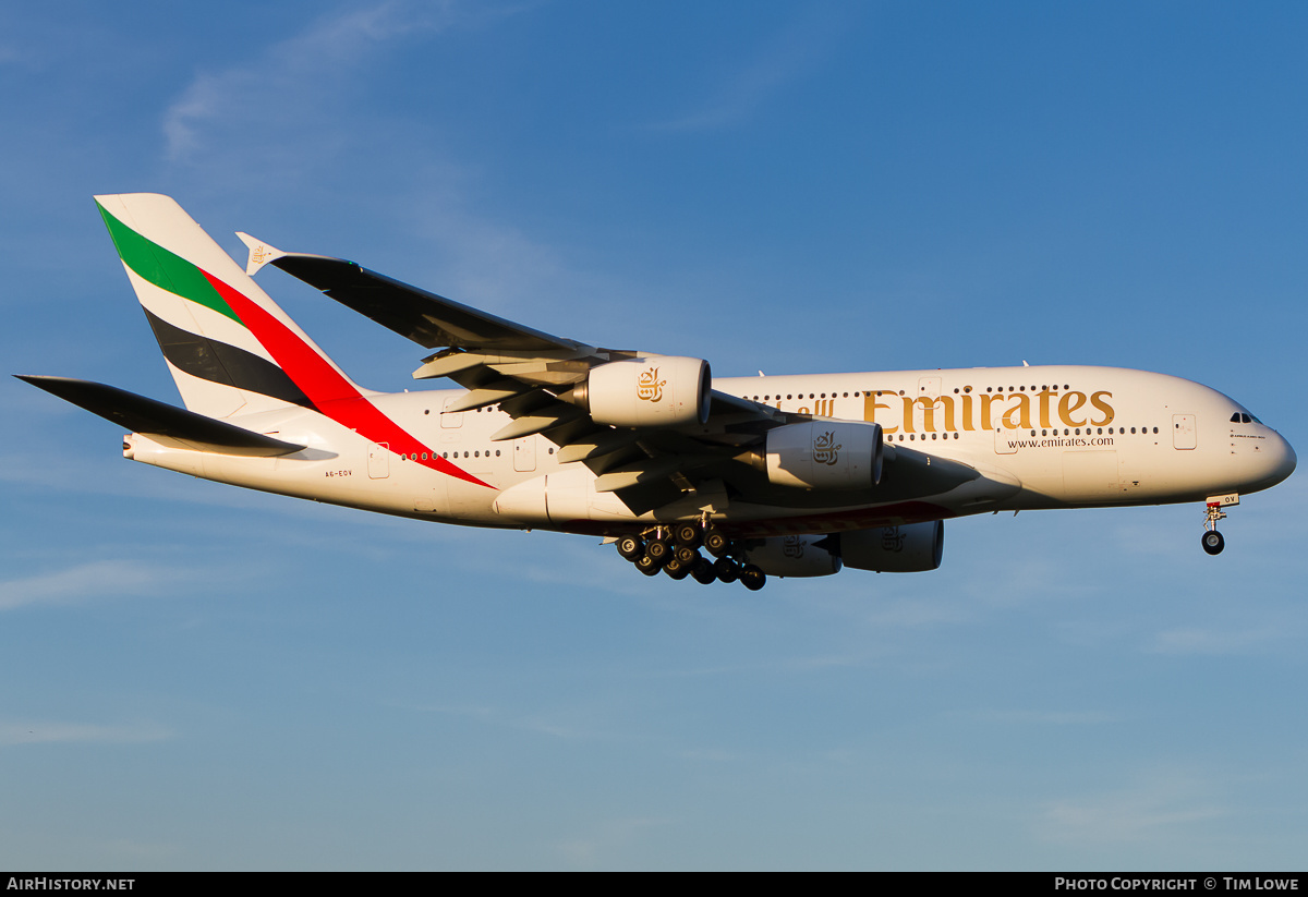 Aircraft Photo of A6-EOV | Airbus A380-861 | Emirates | AirHistory.net #521929