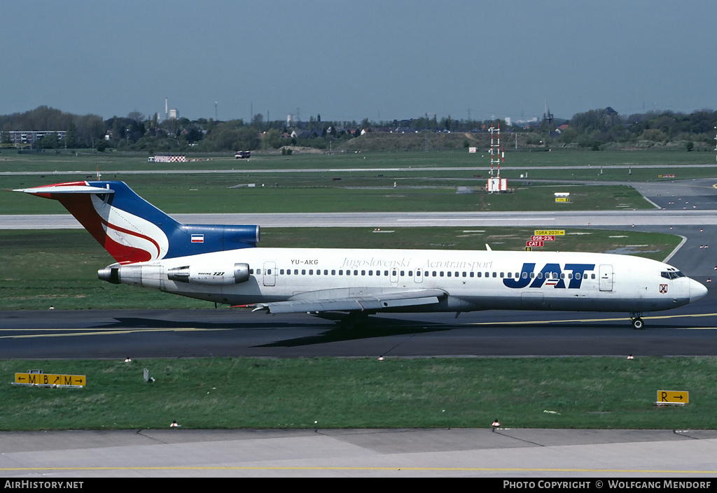 Aircraft Photo of YU-AKG | Boeing 727-2H9/Adv | JAT Yugoslav Airlines - Jugoslovenski Aerotransport | AirHistory.net #524353