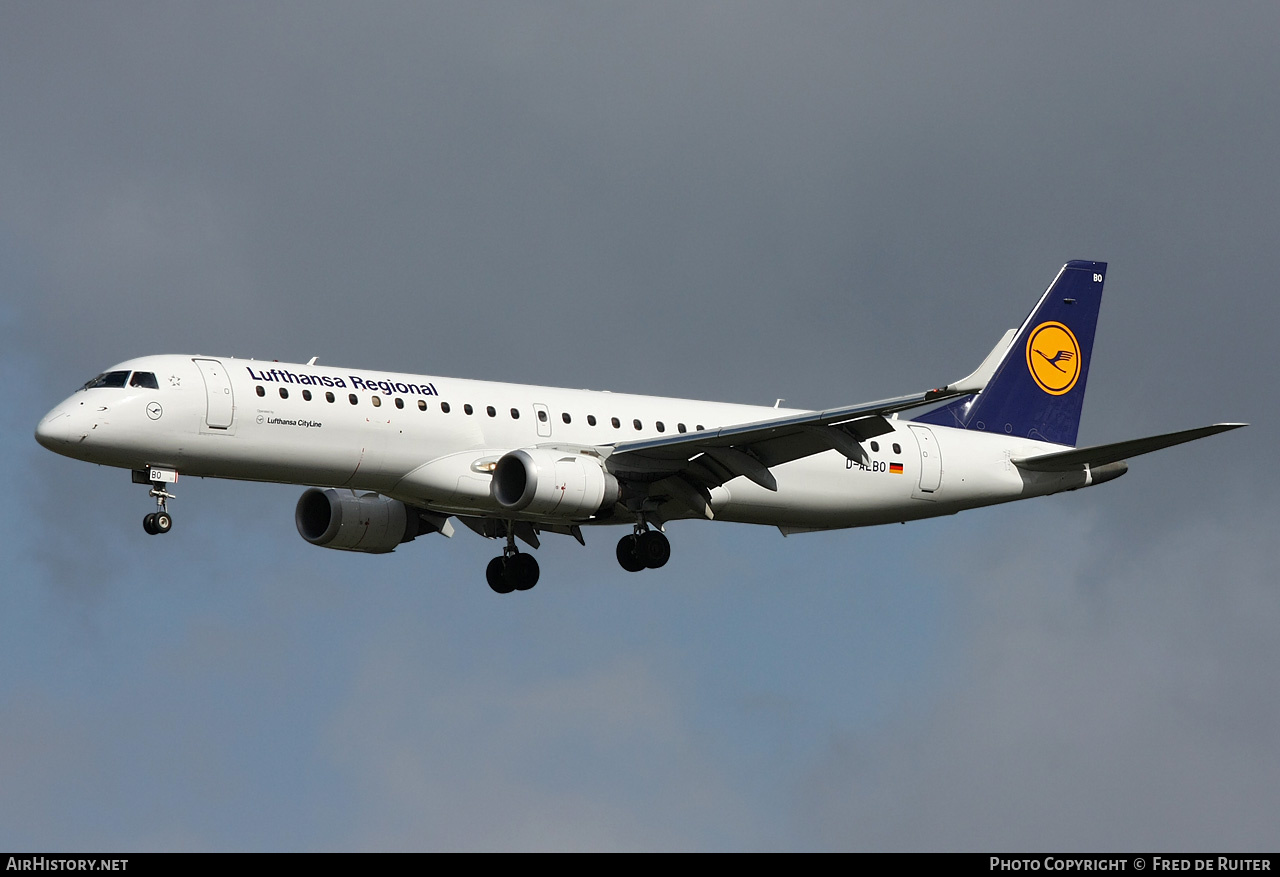 Aircraft Photo of D-AEBO | Embraer 195LR (ERJ-190-200LR) | Lufthansa Regional | AirHistory.net #524529