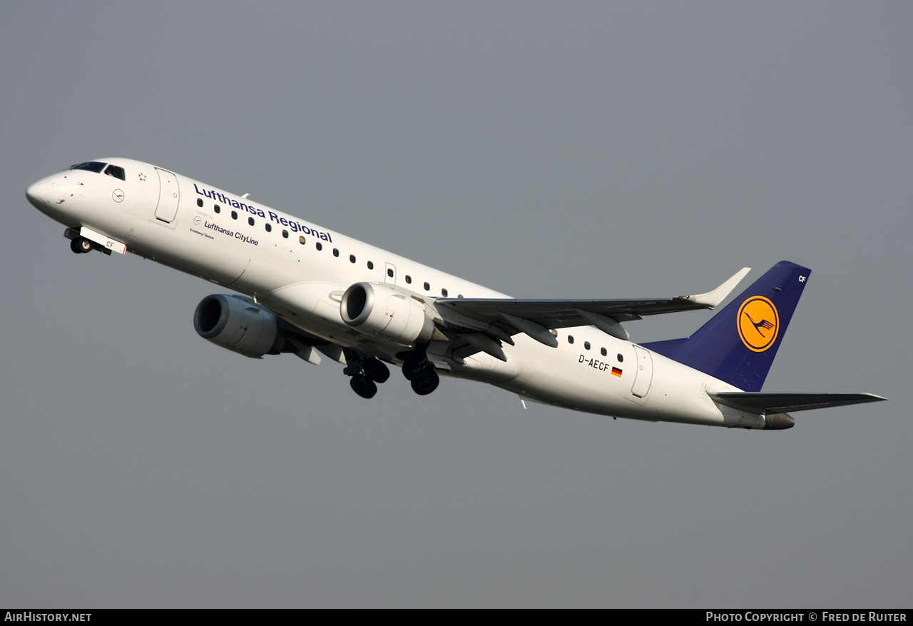 Aircraft Photo of D-AECF | Embraer 190LR (ERJ-190-100LR) | Lufthansa Regional | AirHistory.net #524713