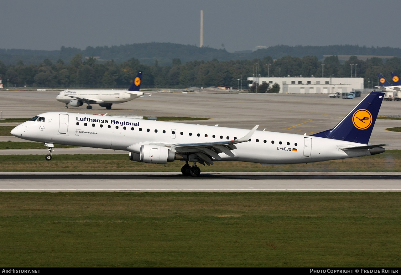 Aircraft Photo of D-AEBG | Embraer 195LR (ERJ-190-200LR) | Lufthansa Regional | AirHistory.net #525018