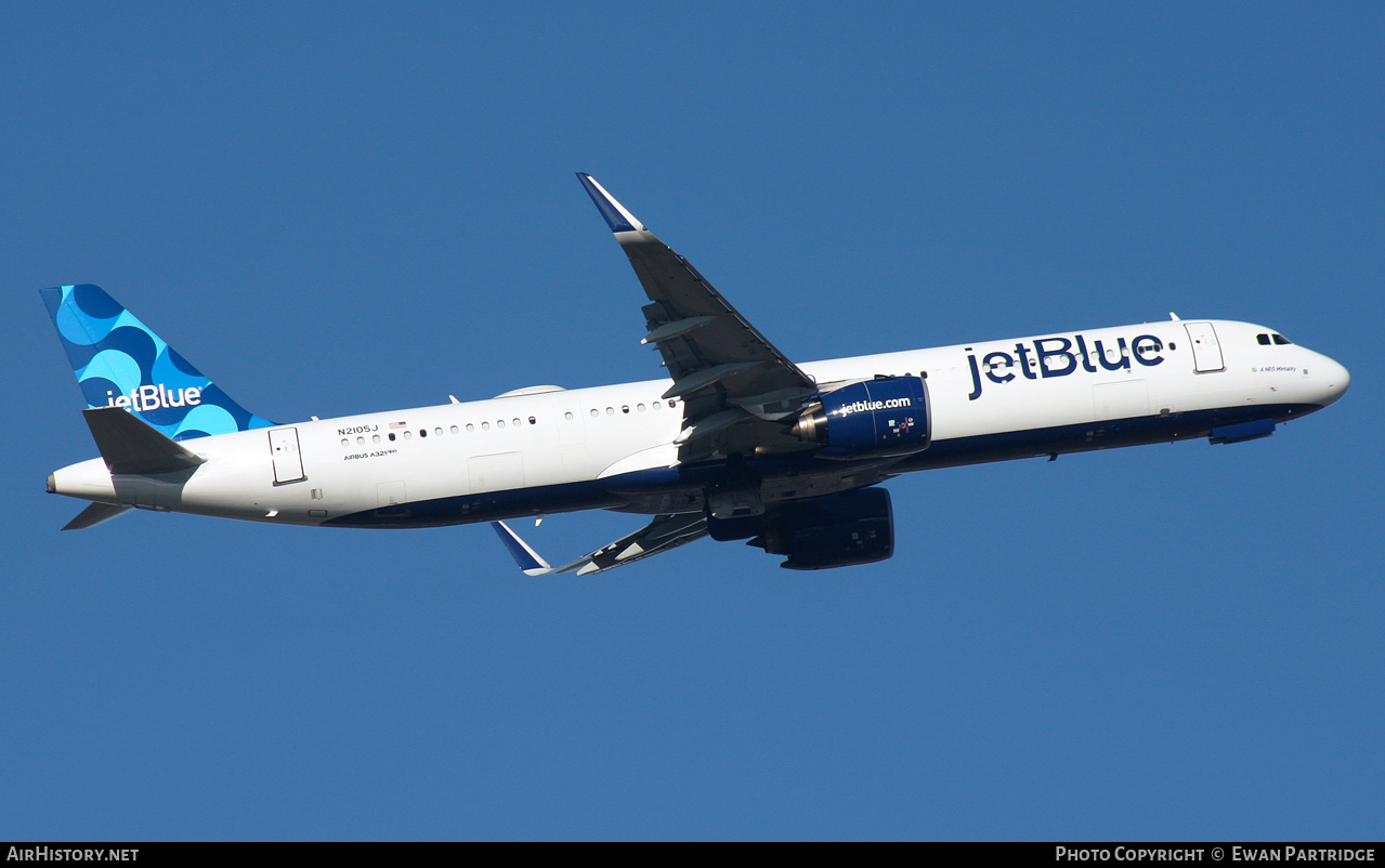 Aircraft Photo of N2105J | Airbus A321-271NX | JetBlue Airways | AirHistory.net #525027