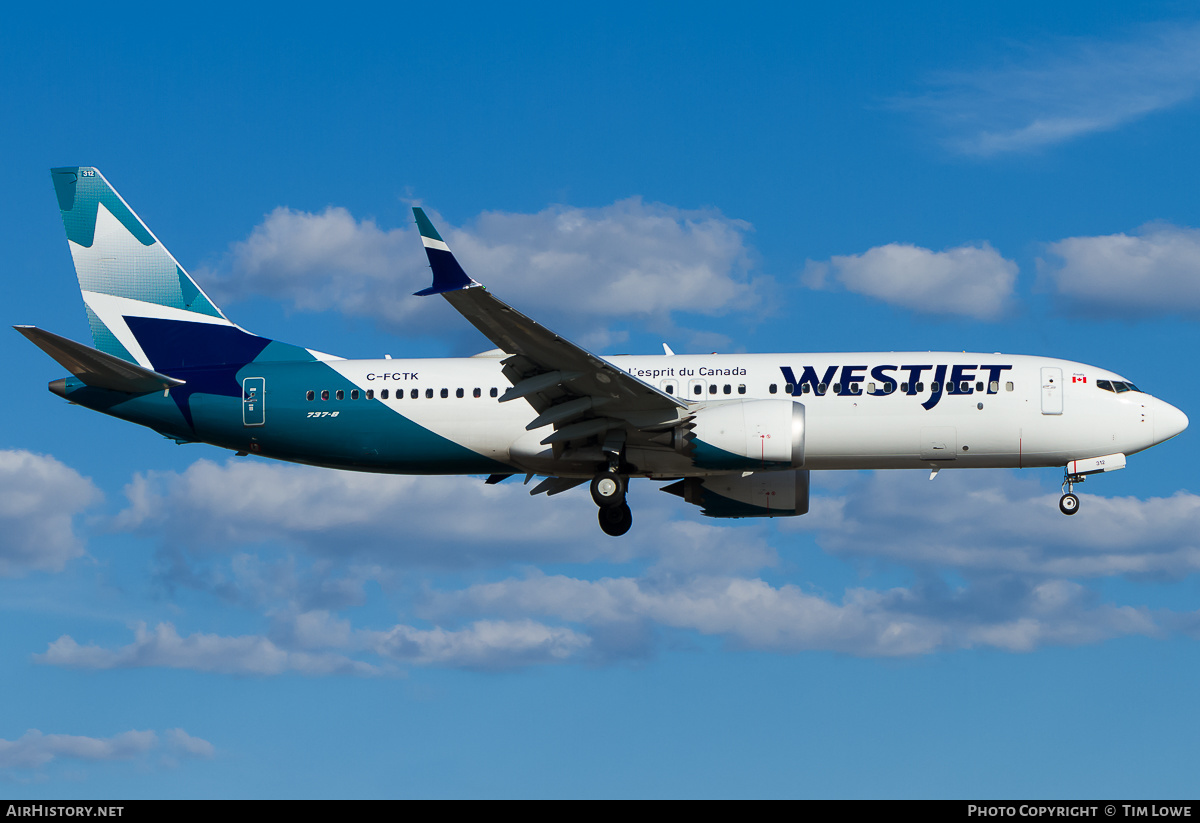 Aircraft Photo of C-FCTK | Boeing 737-8 Max 8 | WestJet | AirHistory.net #525808
